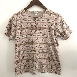 Classic Elements Beige Vintage Print Shirt